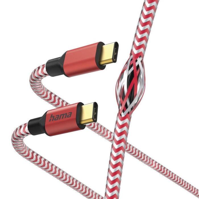 Cable HAMA Reflective, USB-C male - USB-C male, 1.5 m., Red