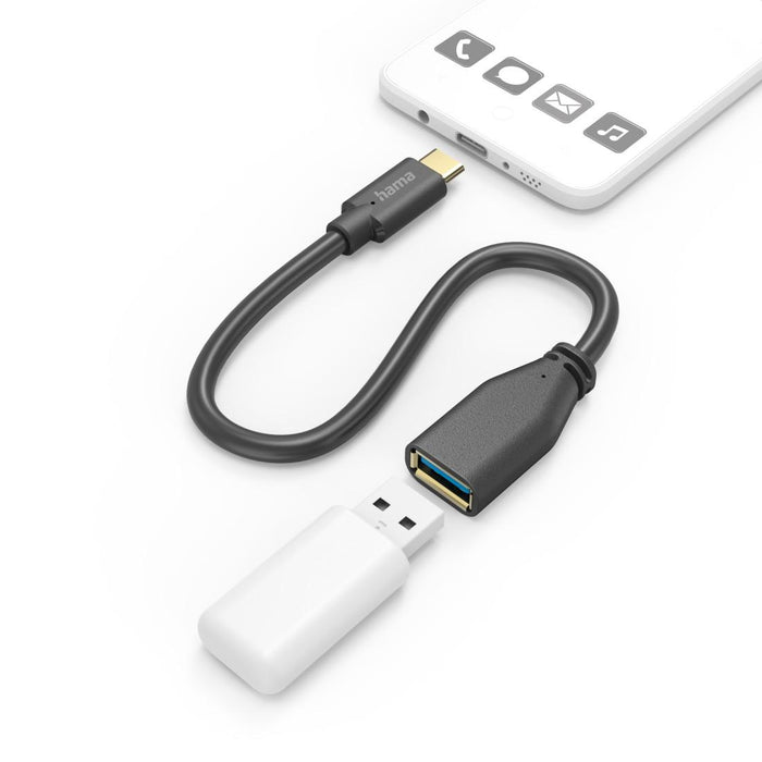 HAMA Adapter OTG USB-C male - USB-A female, 0.15m, black