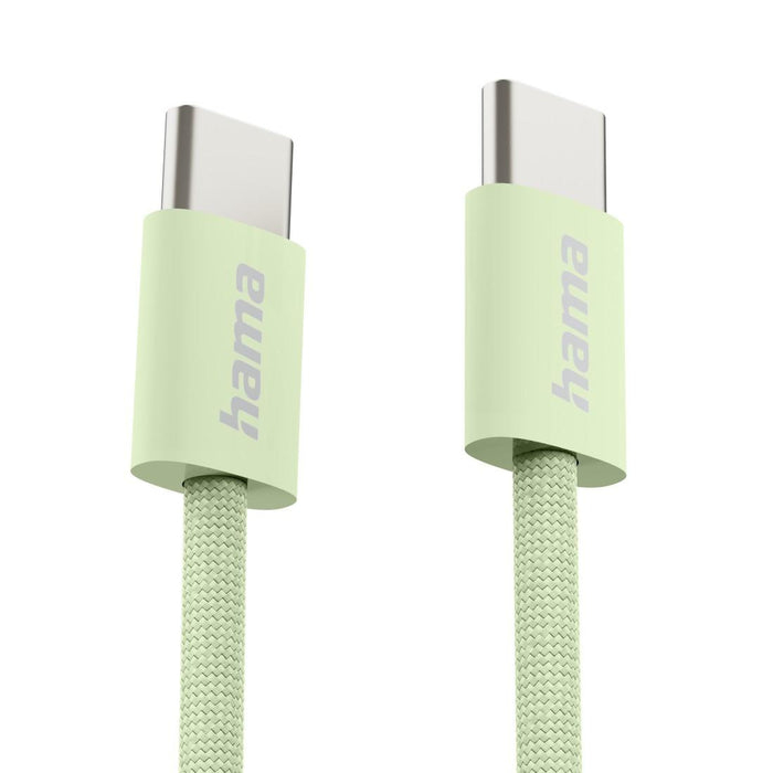HAMA Charging cable "Fabric", USB-C - USB-C, 1 m, Nylon, green