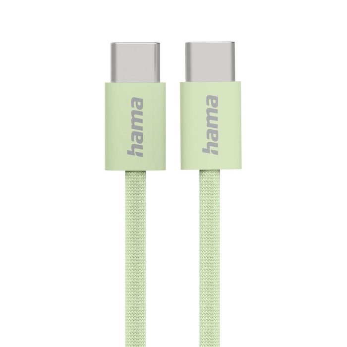 HAMA Charging cable "Fabric", USB-C - USB-C, 1 m, Nylon, green