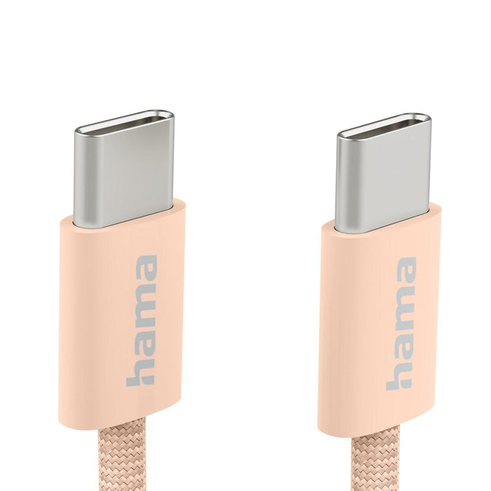 HAMA Charging cable "Fabric", USB-C - USB-C, 1 m, Nylon, orange