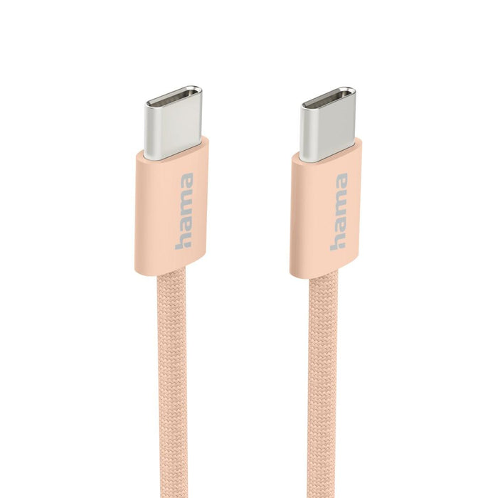 HAMA Charging cable "Fabric", USB-C - USB-C, 1 m, Nylon, orange