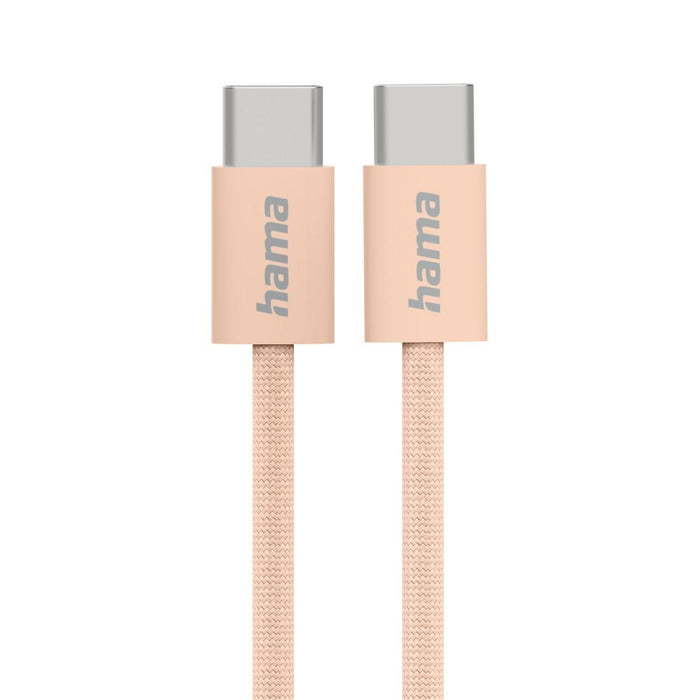 HAMA Charging cable "Fabric", USB-C - USB-C, 1 m, Nylon, orange