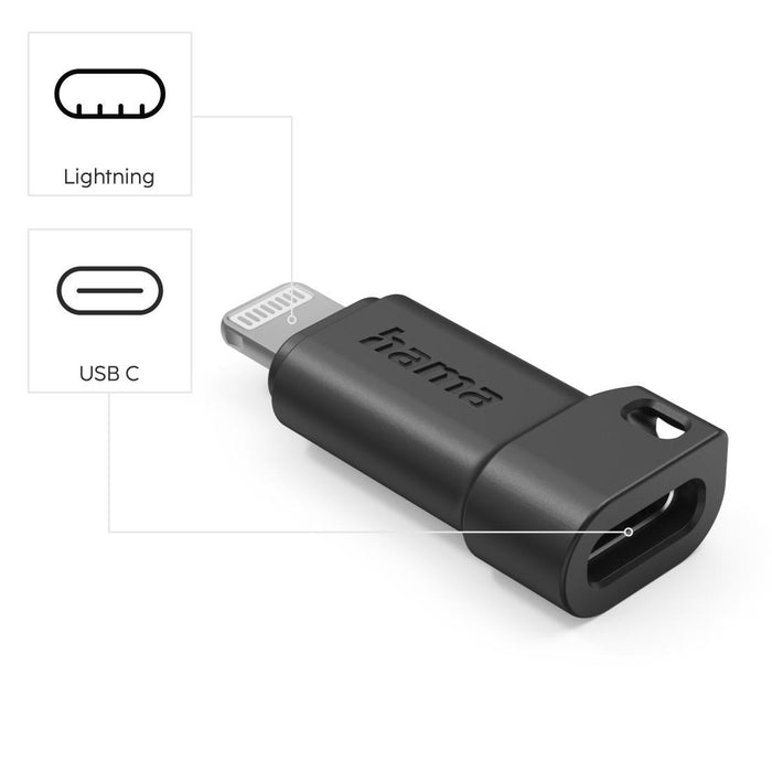 HAMA USB-C adapter to Apple Lightning Plug, black
