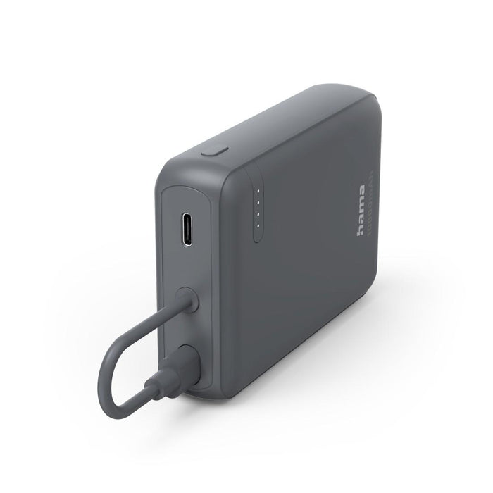 HAMA External battery "Travel" with cable, 10000mAh, 2 outputs: 2x USB-C, anthracite