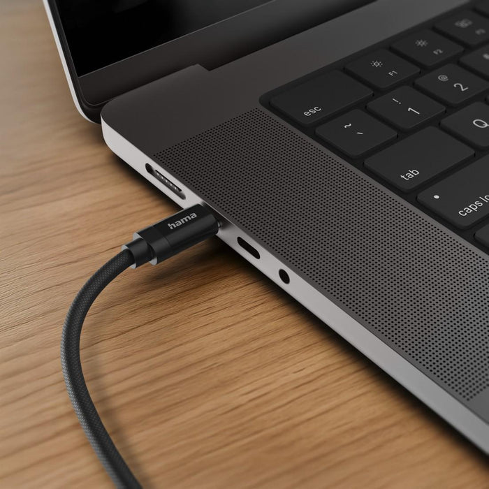 Hama Charging cable, "Fabric", USB-C - USB-C, 100 W, 1.5 m, Nylon, black
