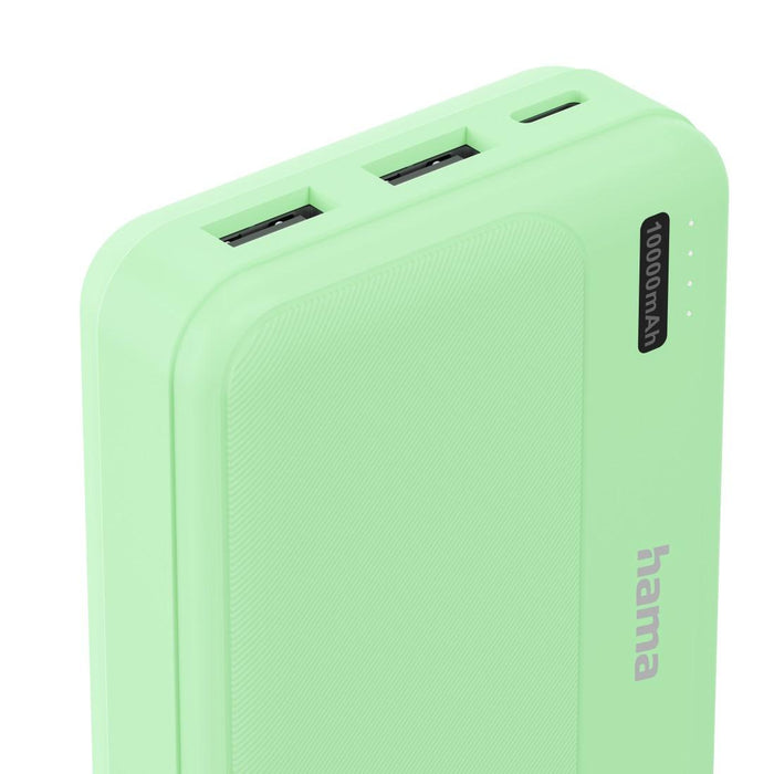 HAMA External battery "Pocket 10", 10000 mAh, Outputs: 2x USB-A, green