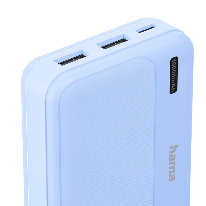 HAMA External battery "Pocket 10", 10000 mAh, Outputs: 2x USB-A, blue