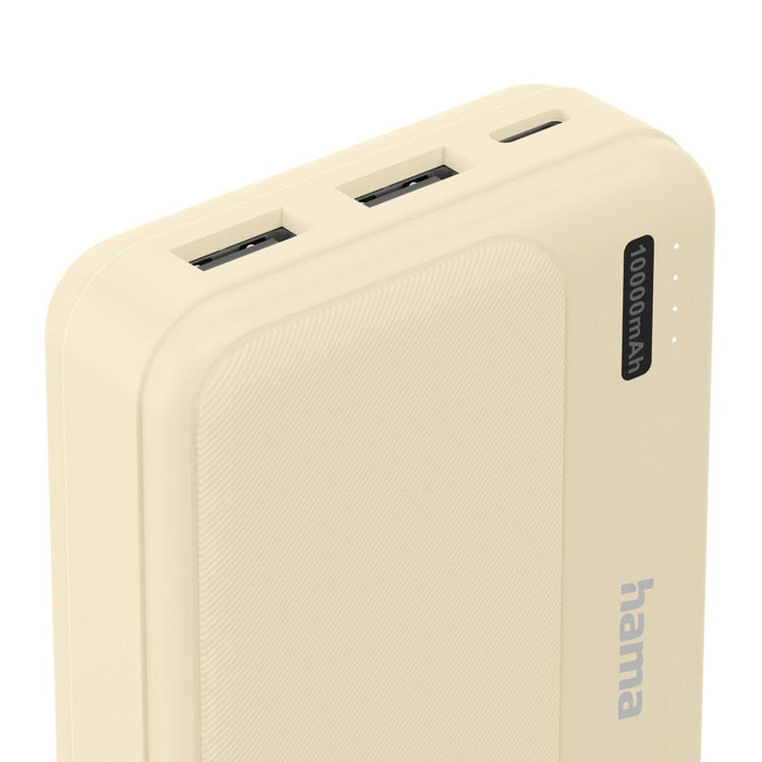 HAMA External battery "Pocket 10", 10000 mAh, Outputs: 2x USB-A, beige