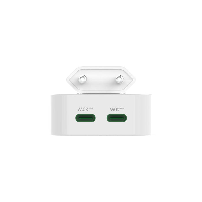 HAMA Fast Mini Charger GaN, 2 x USB-C, PD, 40 W, foldable adapter, white