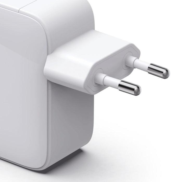 HAMA Fast charger, 30 W, GaN, 2x USB-C, with extension cable 0.7m, white