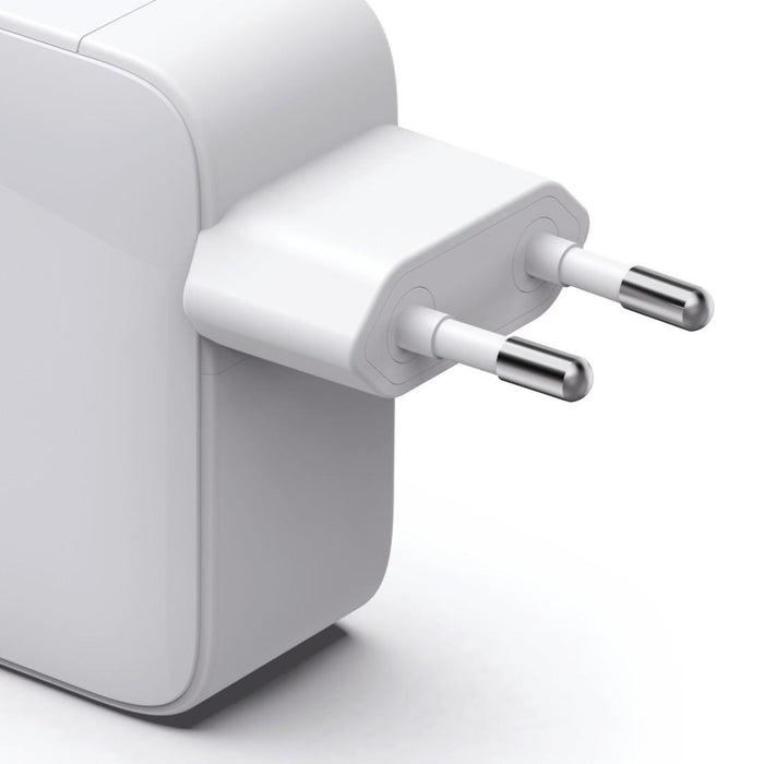 HAMA Fast charger, 65 W, GaN, 2x USB-C, with extension cable 0.7m, white