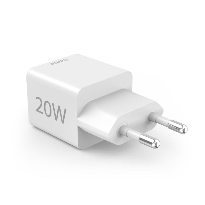 HAMA Fast mini charger 1x USB-C, 1x USB-A, PD, 20 W, white