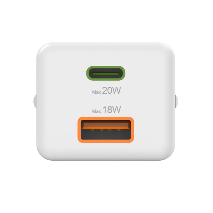HAMA Fast mini charger 1x USB-C, 1x USB-A, PD, 20 W, white