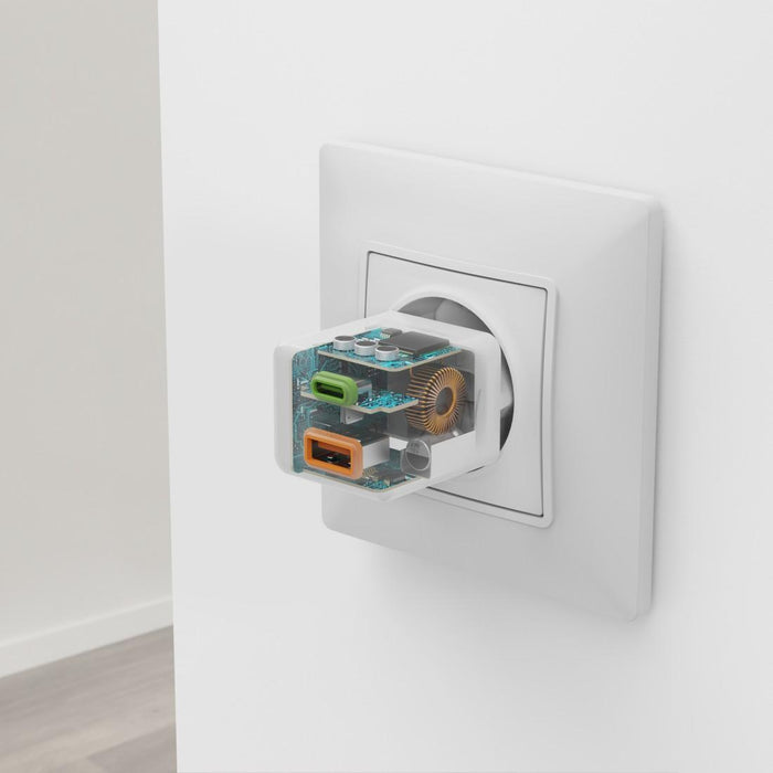 HAMA Fast mini Gan charger, 30 W, 1x USB-C, 1x USB-A, PD, white