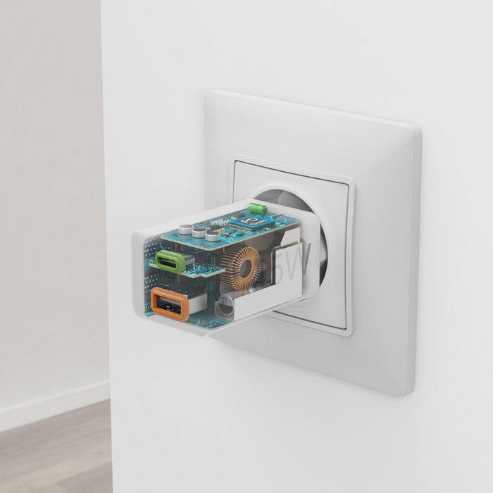 HAMA Fast mini charger, 45 W, 1x USB-C - 1x USB-A, PD, white