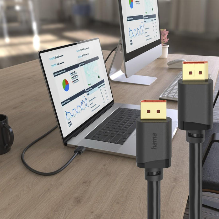 HAMA Cable DisplayPort, DP 2.1, Ultra-HD 16K, 80 Gbit/s, 2 m