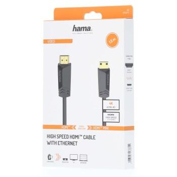 HAMA cable, HDMI male - mini HDMI male, 1.5 m, Gold-plated connectors, Black