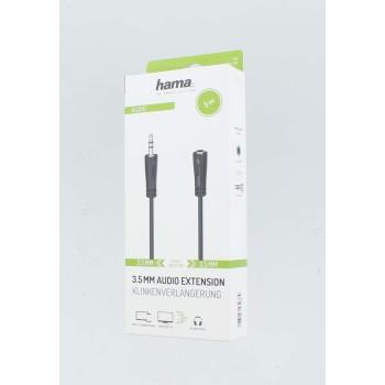 Audio extension cable HAMA, 3.5mm jack male - 3.5mm jack female, 3m, Black