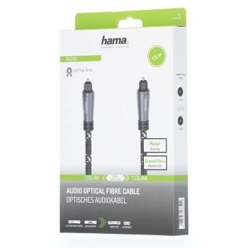 Optical audio cable HAMA ODT plug (Toslink), Metal ends, 1.5 m, Black