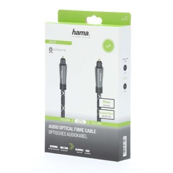 Optical audio cable HAMA 205140, ODT plug (Toslink), Metal ends, 3 m, Black