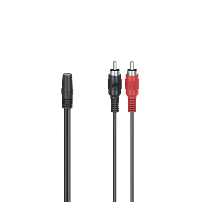 Audio adapter HAMA, 3.5 mm jack female - 2 x RCA male, 0.12 m, Black