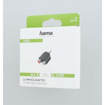 HAMA Adapter, 3.5mm Jack Male - 2 x RCA Female, Black