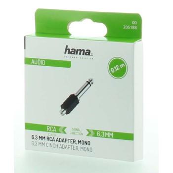 HAMA Adapter, 6.3mm Jack Male - Cinch Female, Black