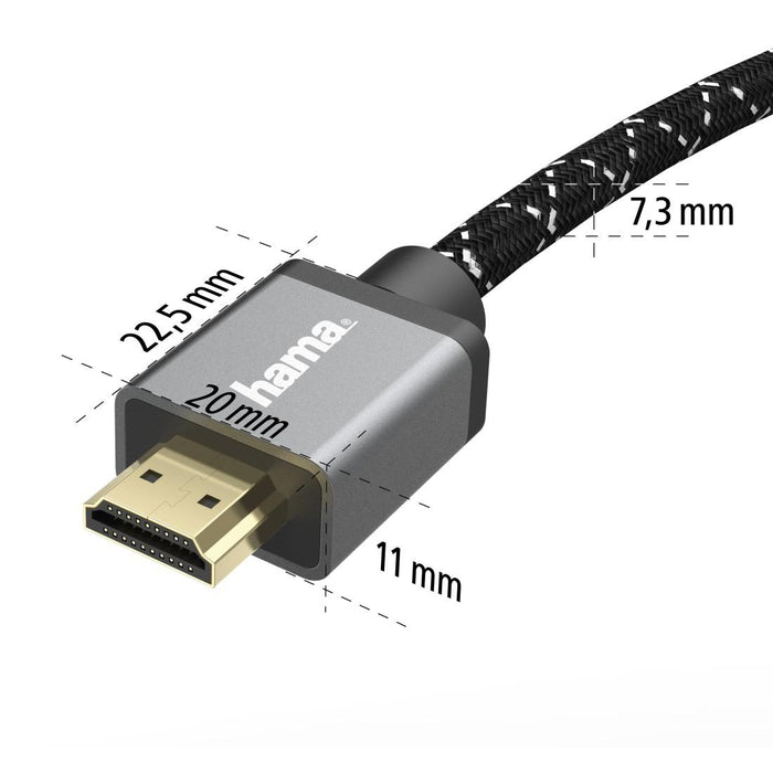 Cable HAMA Ultra HD, HDMI male - HDMI male, 8K, 48GB/s, metal, 3 m, Posl. connectors, Ethernet, Black