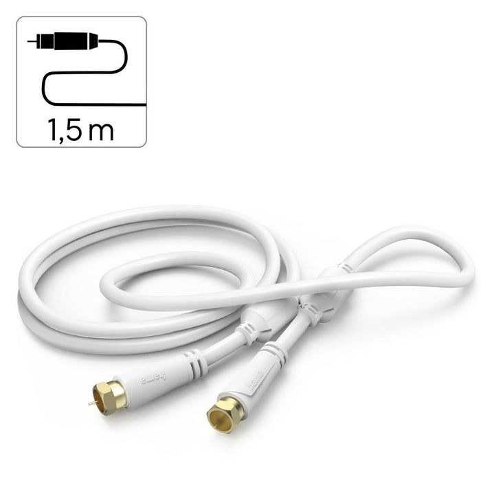 HAMA Coaxial antenna cable SAT, F-Plug - F-Plug, 1.5 m, 100 dB, 205251