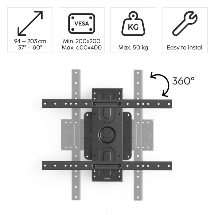 TV wall mount HAMA, 203 cm (80"), 360 °, up to 50 kg, 220857