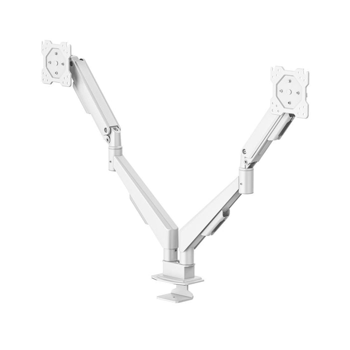 HAMA 2-Monitor Desk Stand, 17"-35", Adjustable, Gas Spring, White