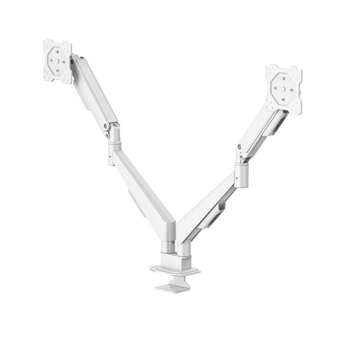 HAMA 2-Monitor Desk Stand, 17"-35", Adjustable, Gas Spring, White