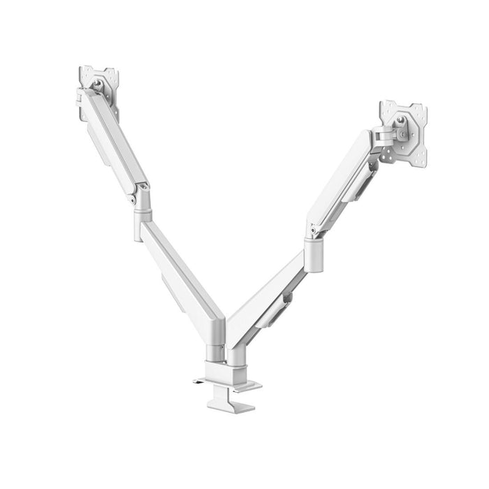 HAMA 2-Monitor Desk Stand, 17"-35", Adjustable, Gas Spring, White