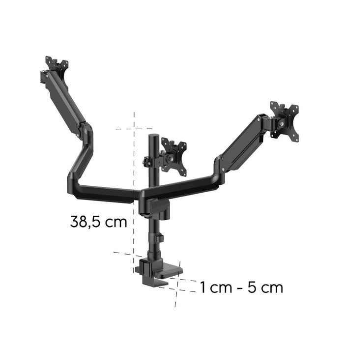 HAMA 3-Monitor Desk Stand, 17"-32", Gas Spring, Fully Mobile, Black