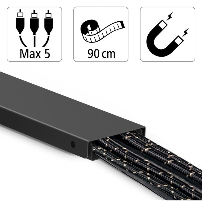 HAMA Magnetic cable duct, 90 cm, for wall mounting, black