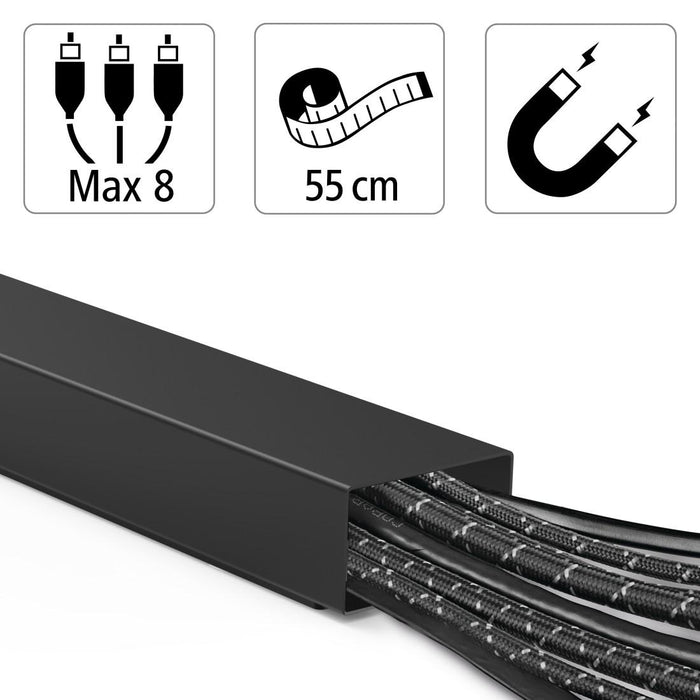 HAMA Magnetic cable channel, 55 cm, for table leg mounting, black