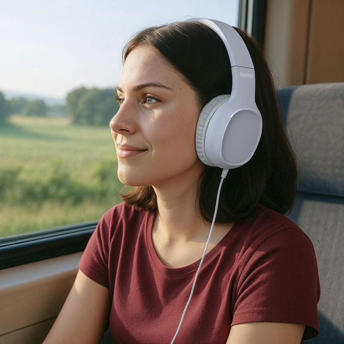 HAMA Headphones with microphone "Fun C", USB-C, cable guide on one side, white