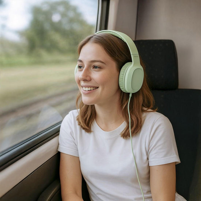 HAMA Headphones with microphone "Fun C", USB-C, cable guide on one side, green