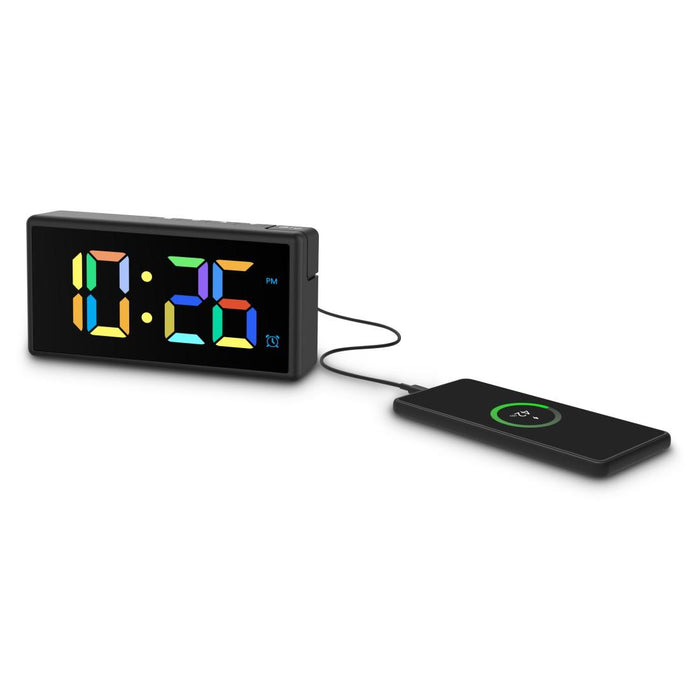 HAMA Digital clock "Ibiza", multi-color display, with USB charging function