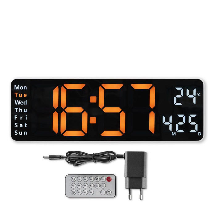 HAMA Digital wall clock "Santa Cruz", thermometer, large display, remote control, white