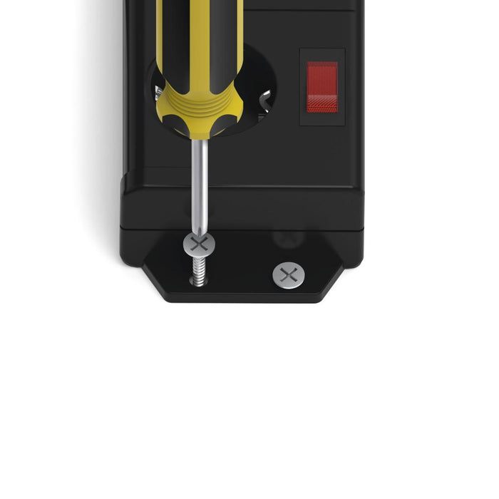 HAMA Power strip with key, 4 sockets at 90°, wall mounting, 1.4m, black