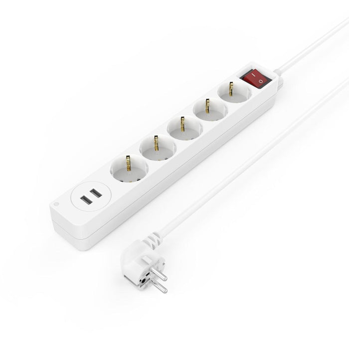Power adapter HAMA USB 3.4A, 5 sockets, 2x USB, 3400mA, 223183