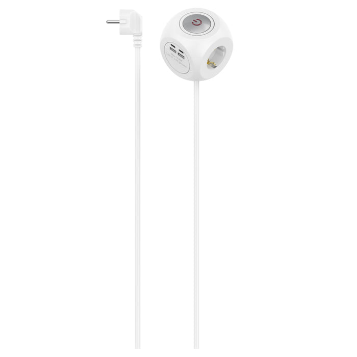POWER SUPPLY WITH 3 SOCKETS AND 2XUSB-A+C WITH KEY 1.4M WHITE HAMA 223195