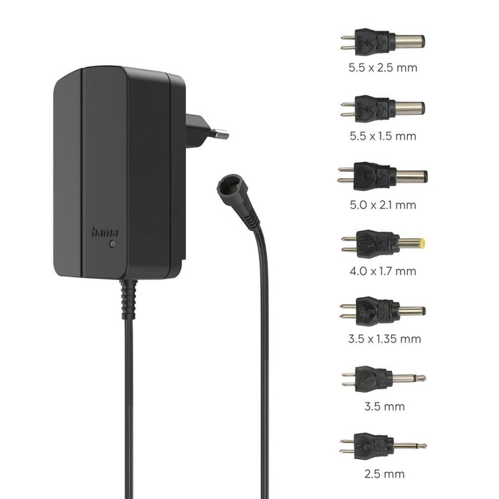 HAMA Universal power supply, adjustable, 1500mA, 24W, max. 24V, 7 adapters