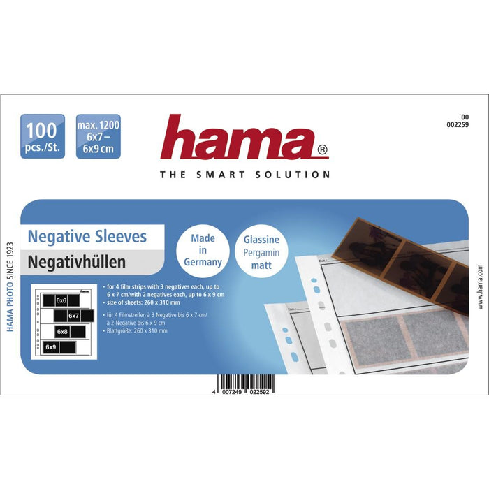 Envelopes for negatives HAMA 02259, 6 x 7 cm, 100 pages.