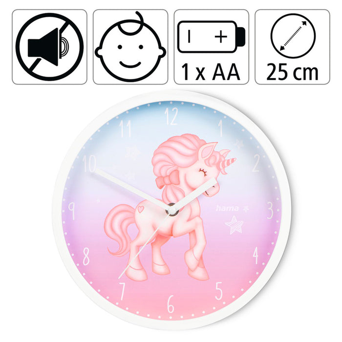 CHILDREN'S WALL CLOCK HAMA PONY F25 CM