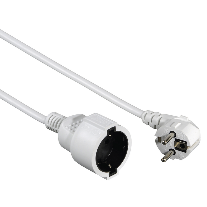 Extension power cable HAMA Profi, Shuko male, Shuko female, 5 m, White