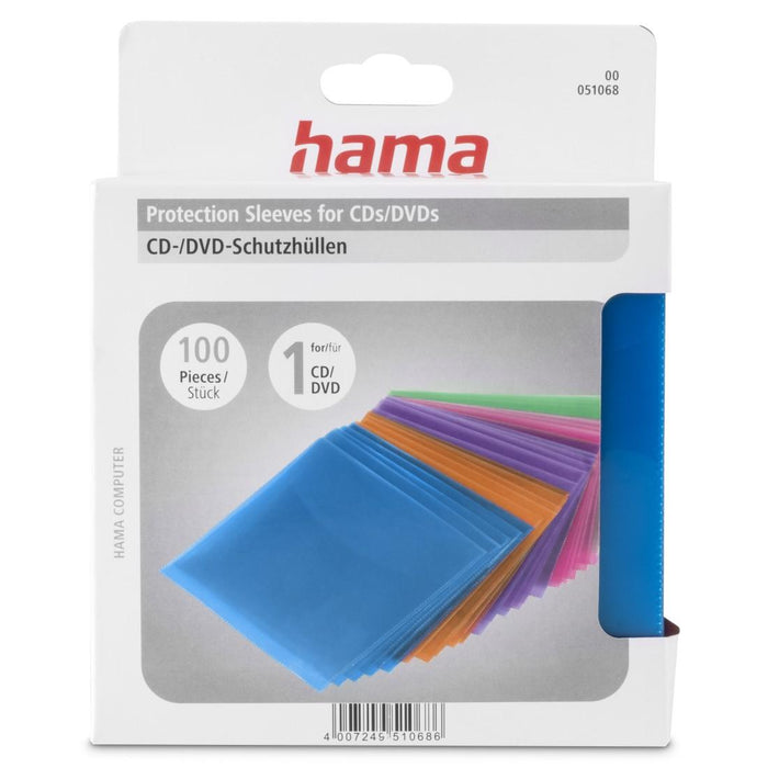HAMA Protective envelopes for CD/DVD, 100 pcs., colored