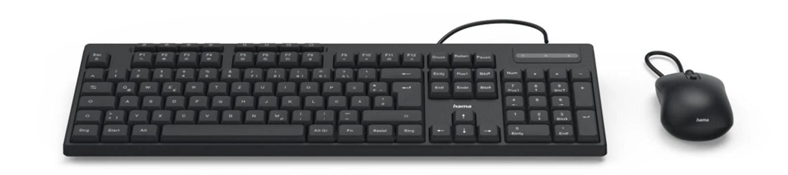 HAMA Wired keyboard and mouse set CKM-200, USB-A, USB-C